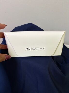 Michael Kors White Textured Sunglasses Case with Silver Logo